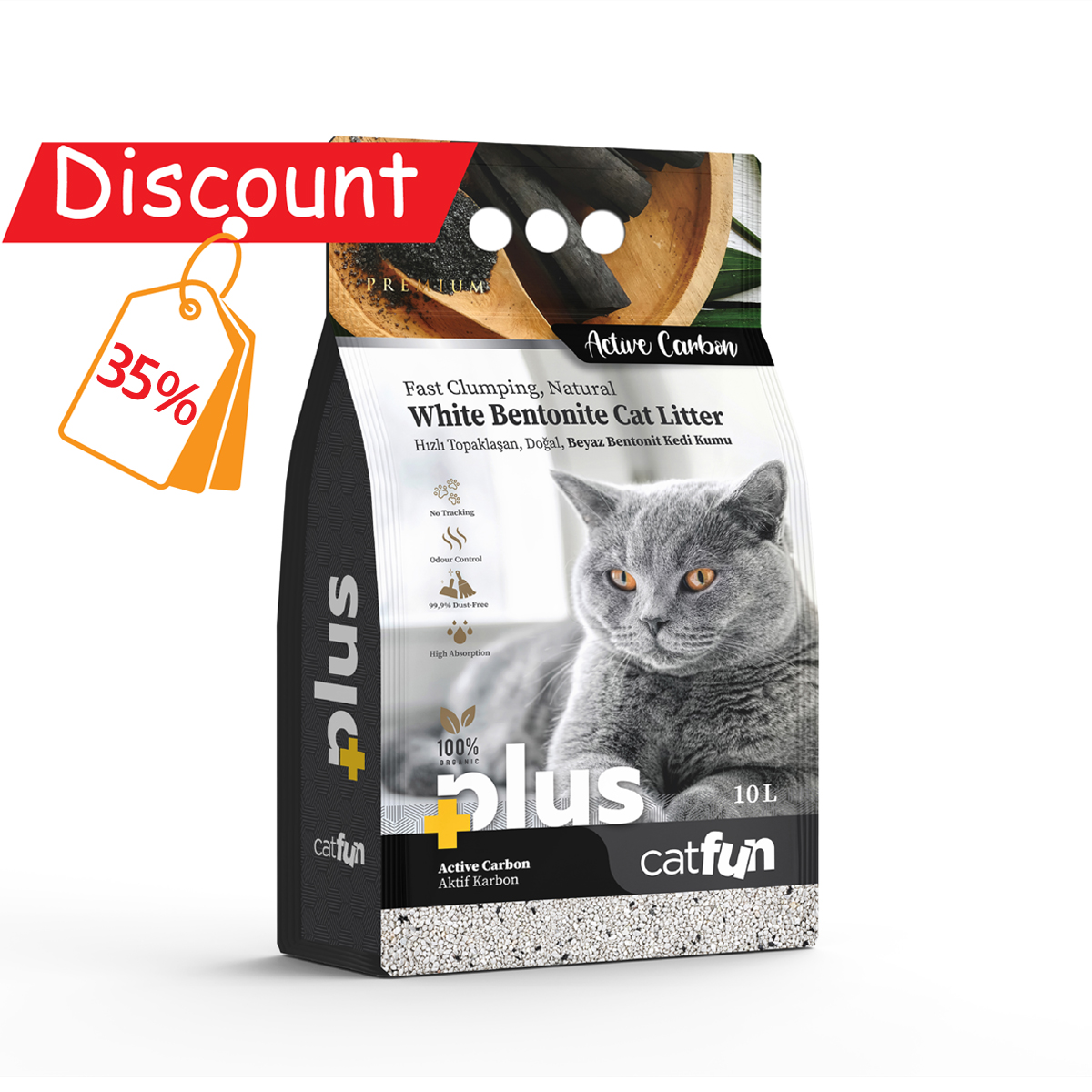 Cat Fun+ Cat Litter 10 Lt Activated Charcoal